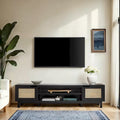 Meuble TV Scandi avec portes en faux rotin