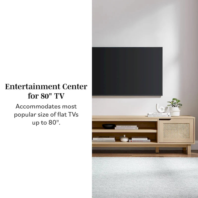 Meuble TV Scandi avec portes en faux rotin