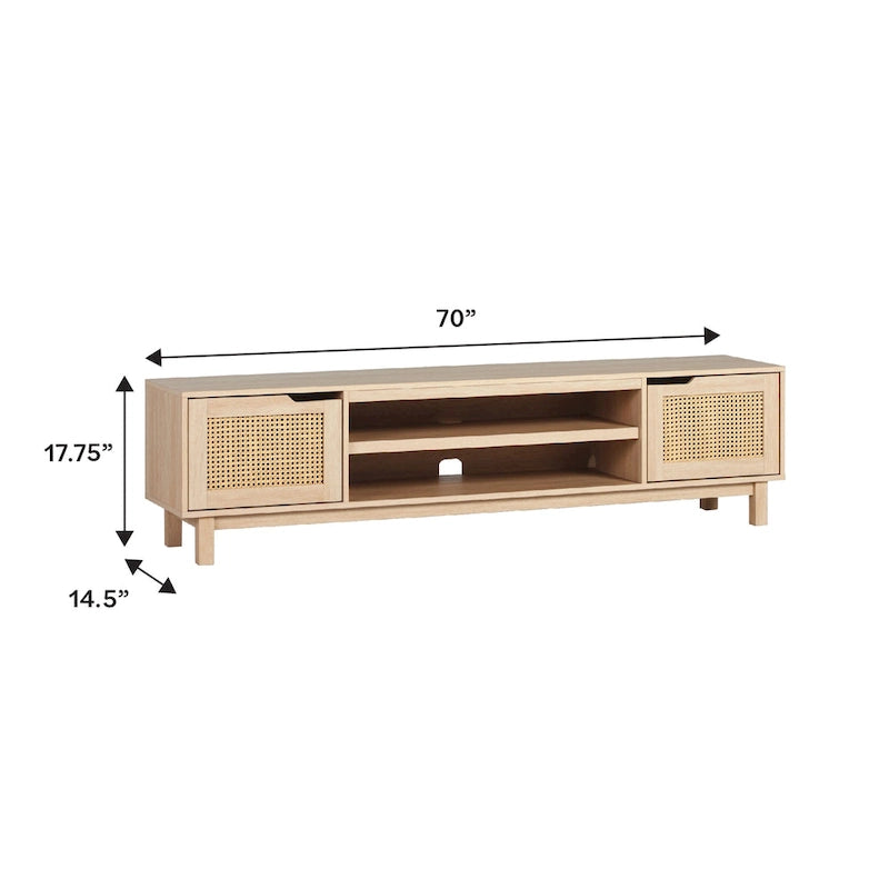 Meuble TV Scandi avec portes en faux rotin
