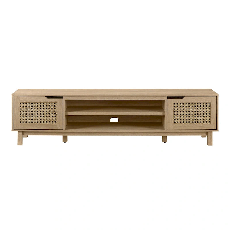 Meuble TV Scandi avec portes en faux rotin
