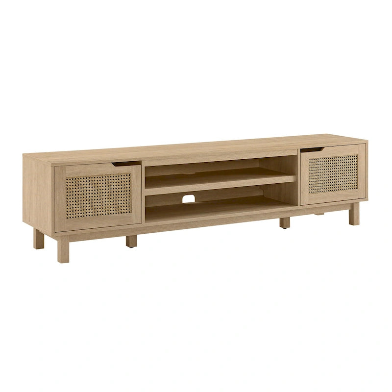 Meuble TV Scandi avec portes en faux rotin