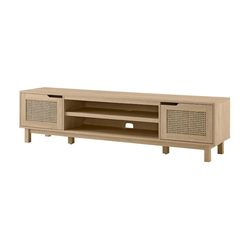 Meuble TV Scandi avec portes en faux rotin