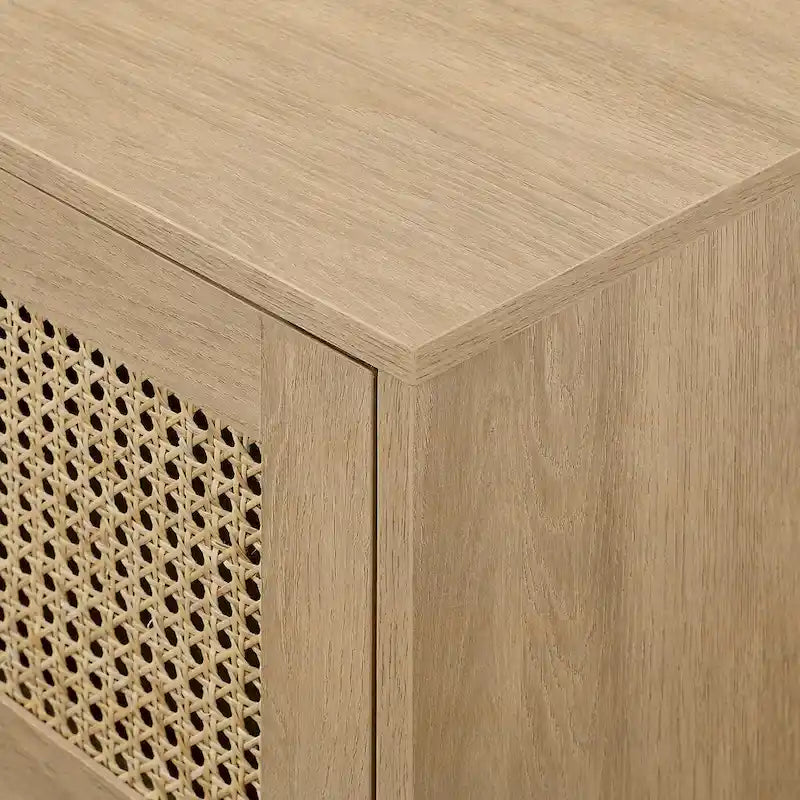 Meuble TV Scandi avec portes en faux rotin