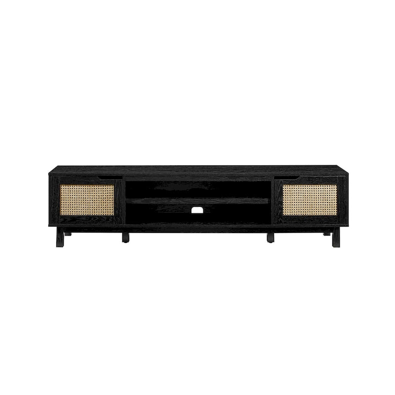 Meuble TV Scandi avec portes en faux rotin