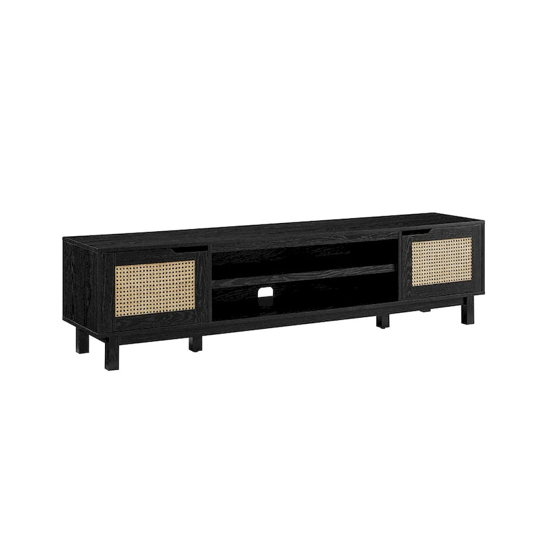 Meuble TV Scandi avec portes en faux rotin