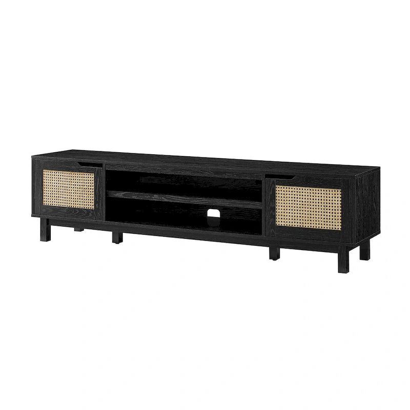 Meuble TV Scandi avec portes en faux rotin