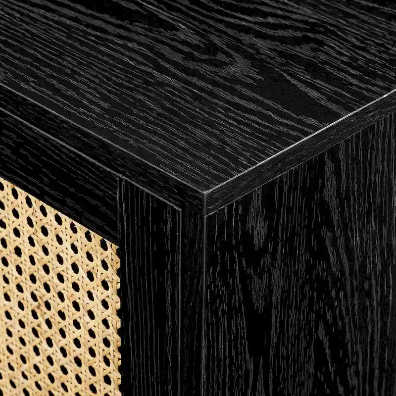 Meuble TV Scandi avec portes en faux rotin