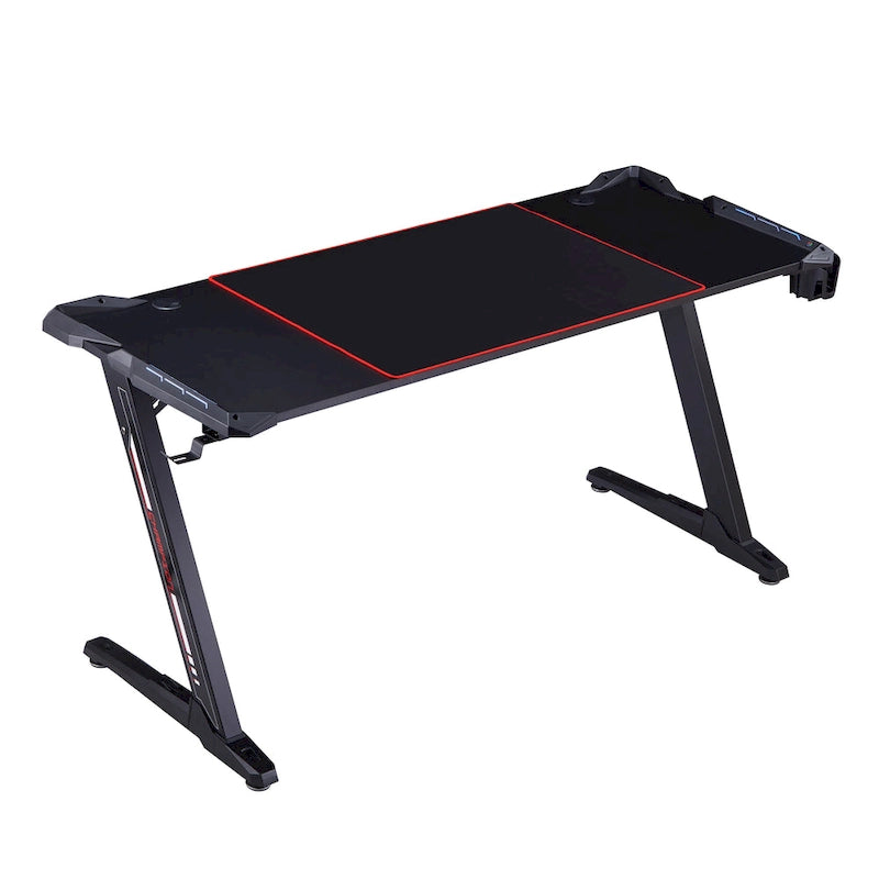 Bureau d'ordinateur en acier noir moderne Hendrix de 67 pouces avec USB par Furniture of America