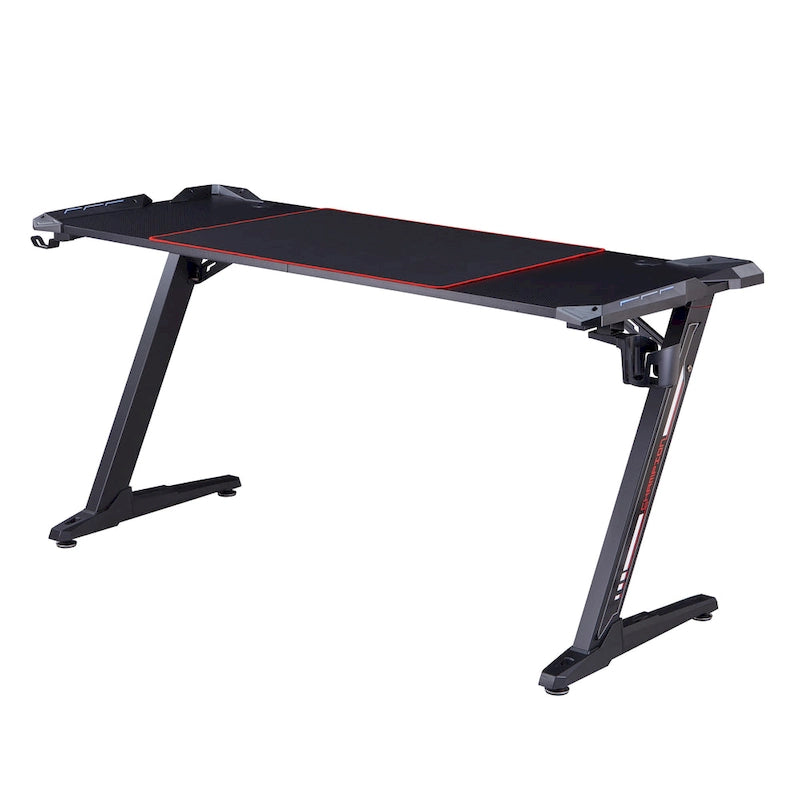 Bureau d'ordinateur en acier noir moderne Hendrix de 67 pouces avec USB par Furniture of America
