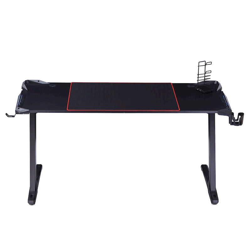 Bureau d'ordinateur en acier noir moderne Hendrix de 67 pouces avec USB par Furniture of America