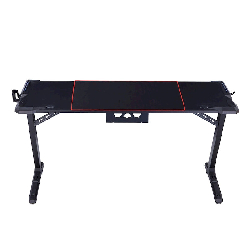 Bureau d'ordinateur en acier noir moderne Hendrix de 67 pouces avec USB par Furniture of America