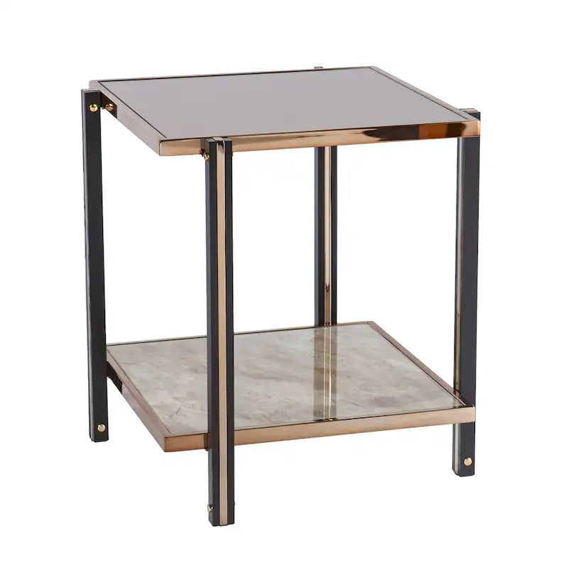 Table d'appoint métallique champagne de style transitoire