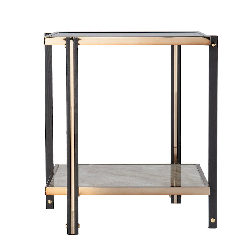 Table d'appoint métallique champagne de style transitoire