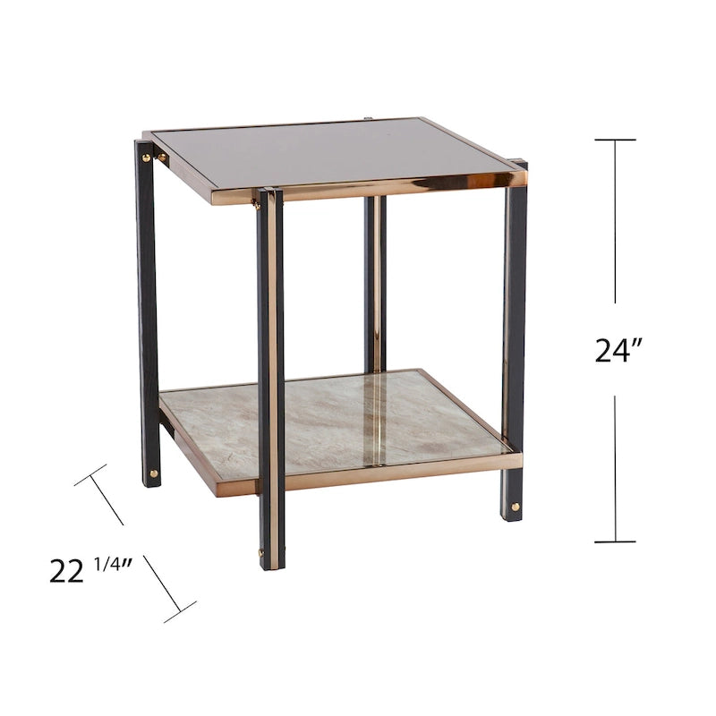 Table d'appoint métallique champagne de style transitoire