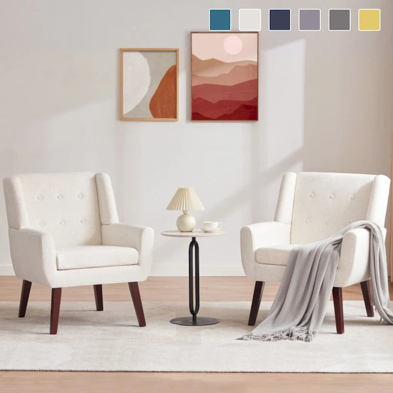 Ensemble de 2 fauteuils d'appoint capitonnés modernes