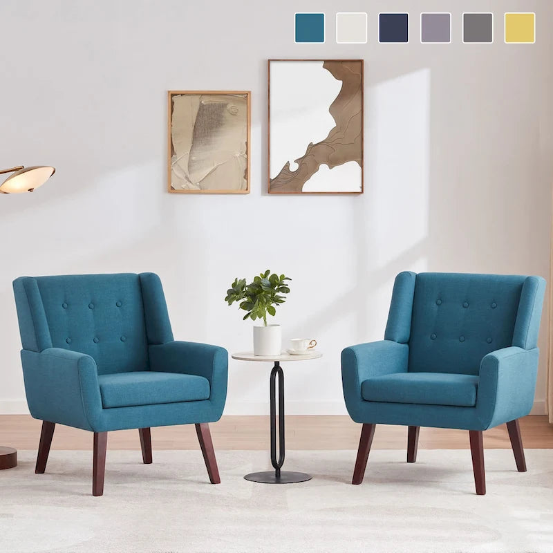Ensemble de 2 fauteuils d'appoint capitonnés modernes