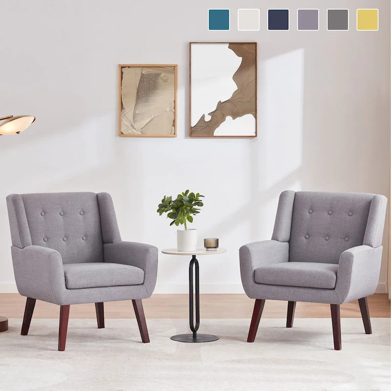 Ensemble de 2 fauteuils d'appoint capitonnés modernes