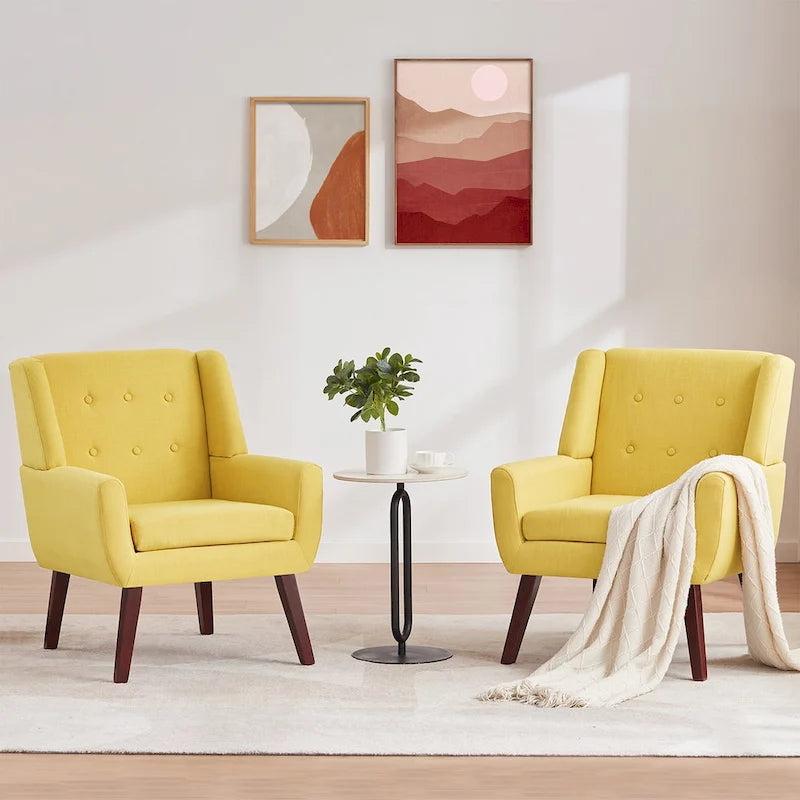Ensemble de 2 fauteuils d'appoint capitonnés modernes