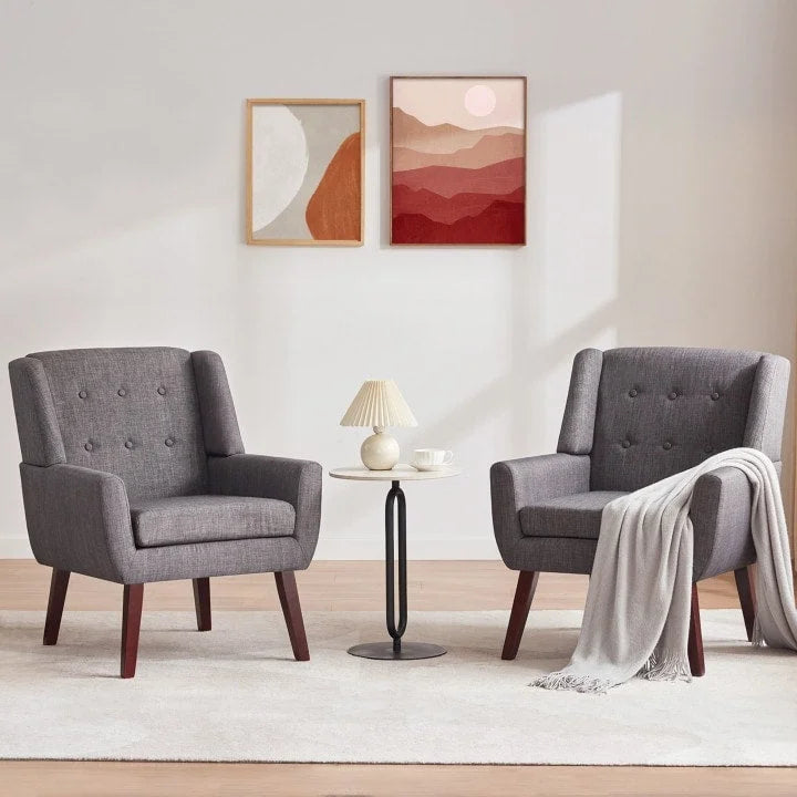 Ensemble de 2 fauteuils d'appoint capitonnés modernes
