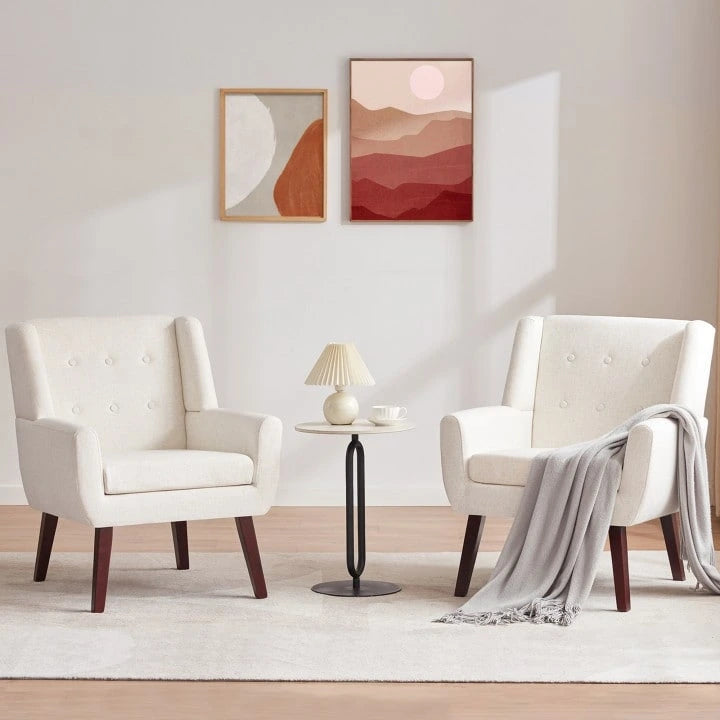 Ensemble de 2 fauteuils d'appoint capitonnés modernes