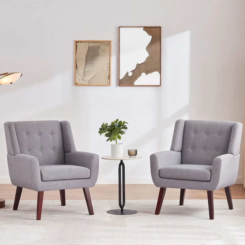 Ensemble de 2 fauteuils d'appoint capitonnés modernes