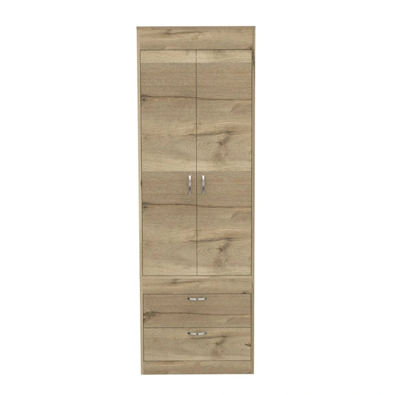 Armoire à deux portes, deux tiroirs, une tringle à vêtements