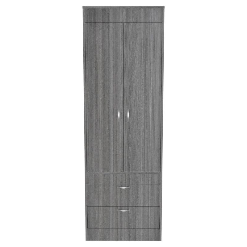 Armoire à deux portes, deux tiroirs, une tringle à vêtements