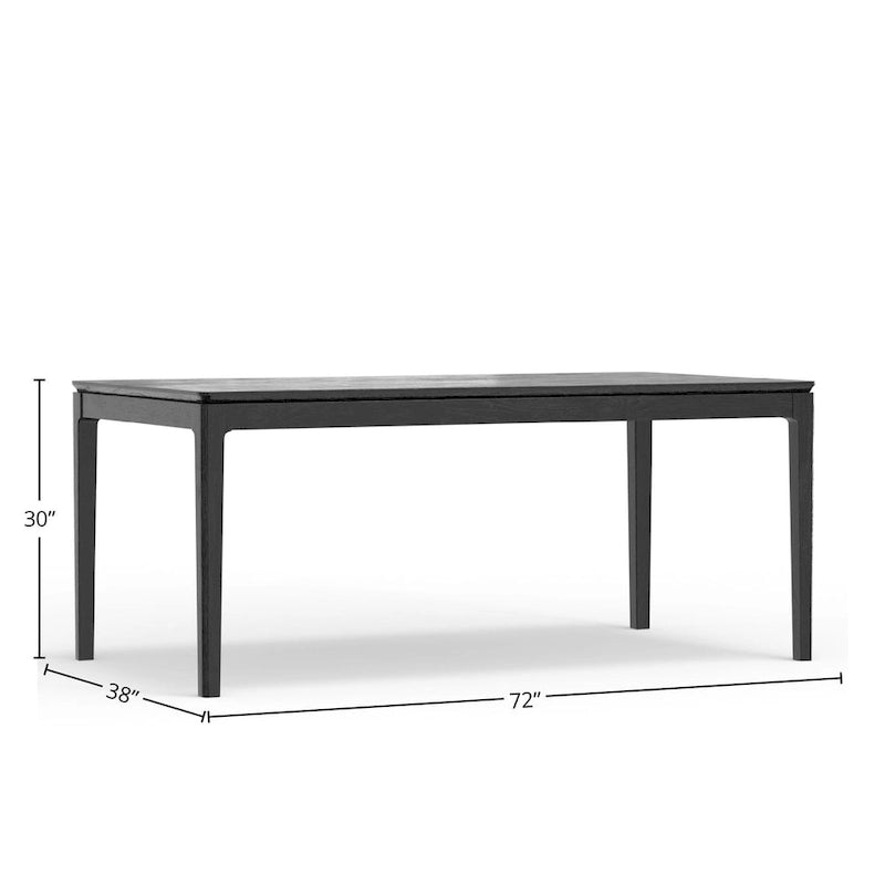 Table à manger rectangulaire en bois massif, noir vintage