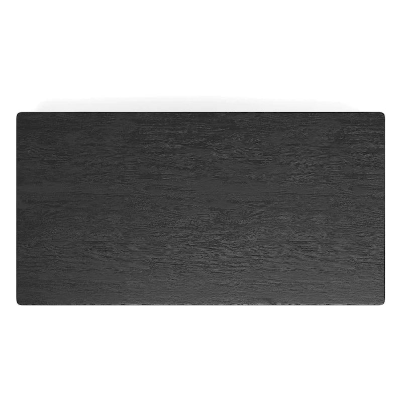 Table à manger rectangulaire en bois massif, noir vintage