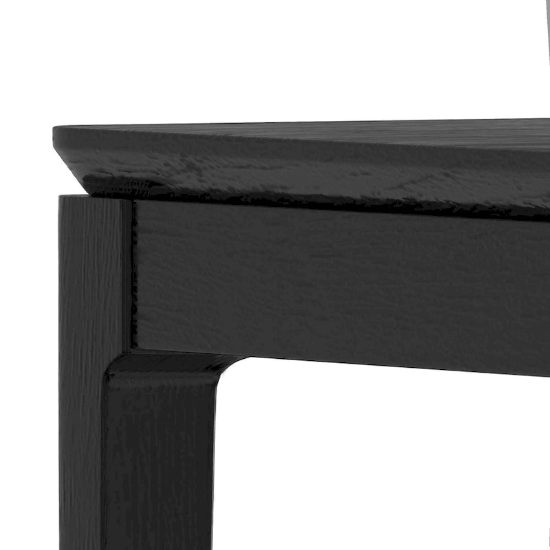 Table à manger rectangulaire en bois massif, noir vintage