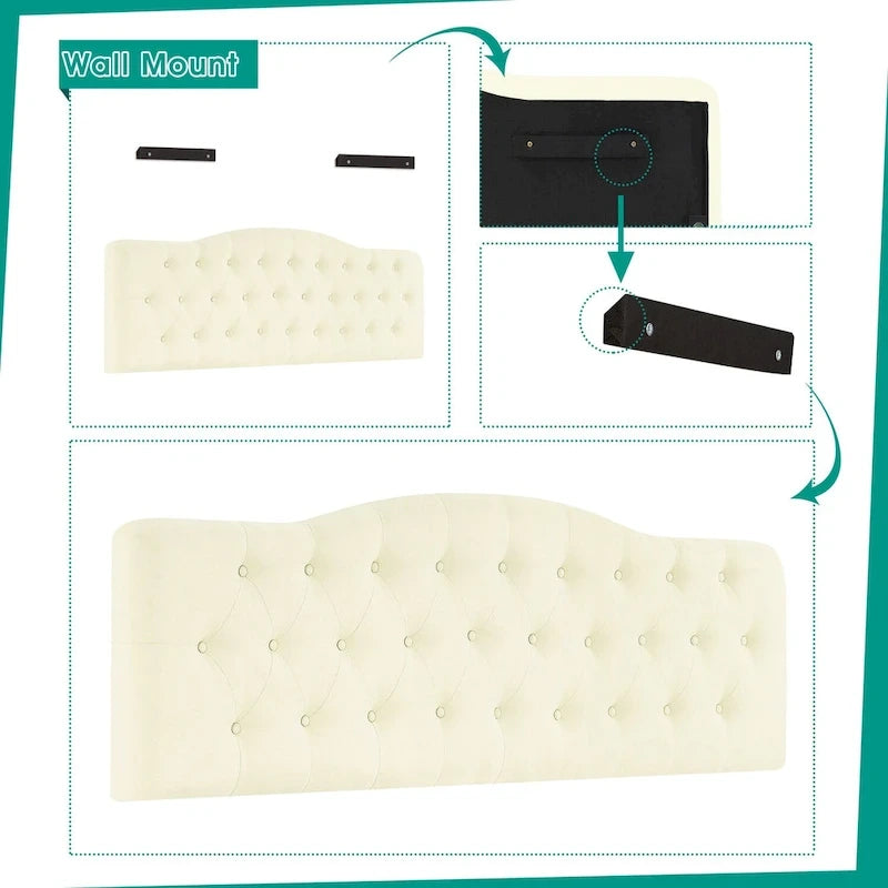 Tête de lit rembourrée, tête de lit réglable en hauteur, tête de lit rembourrée en tissu de haute qualité