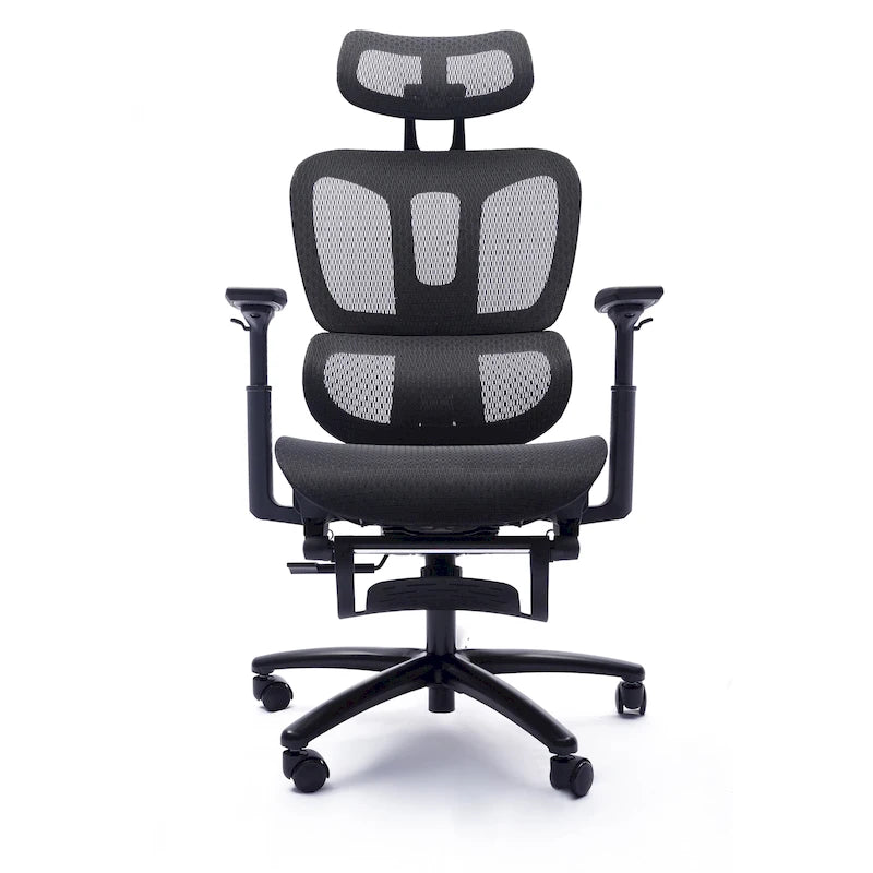 Fauteuil de bureau ergonomique en maille à dossier haut avec appui-tête et accoudoirs réglables