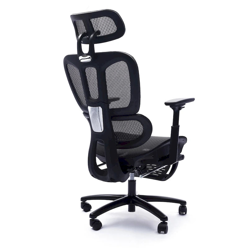 Fauteuil de bureau ergonomique en maille à dossier haut avec appui-tête et accoudoirs réglables