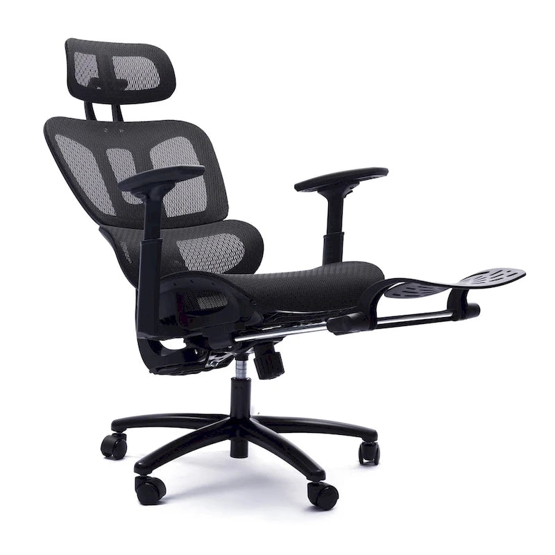 Fauteuil de bureau ergonomique en maille à dossier haut avec appui-tête et accoudoirs réglables