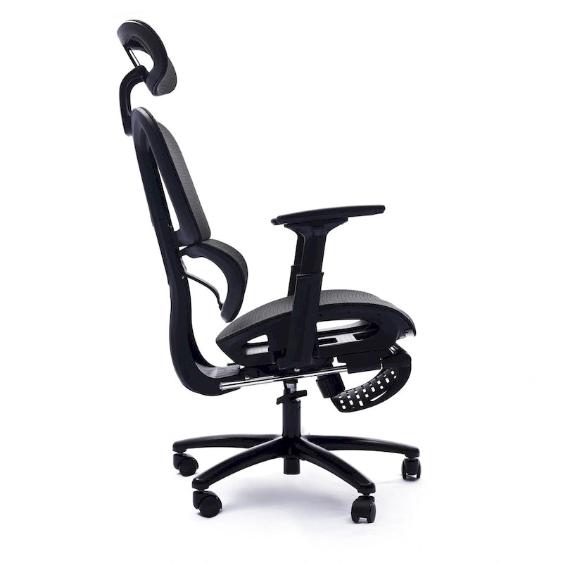 Fauteuil de bureau ergonomique en maille à dossier haut avec appui-tête et accoudoirs réglables