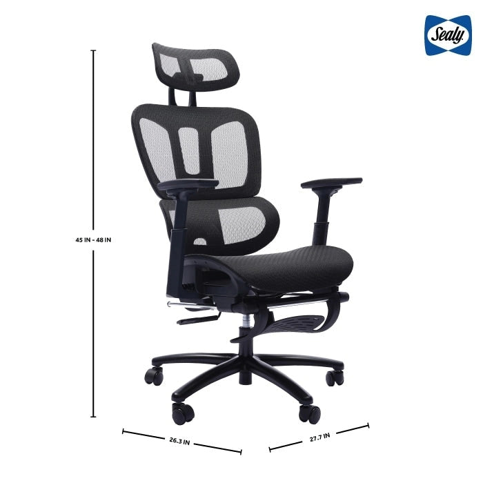 Fauteuil de bureau ergonomique en maille à dossier haut avec appui-tête et accoudoirs réglables
