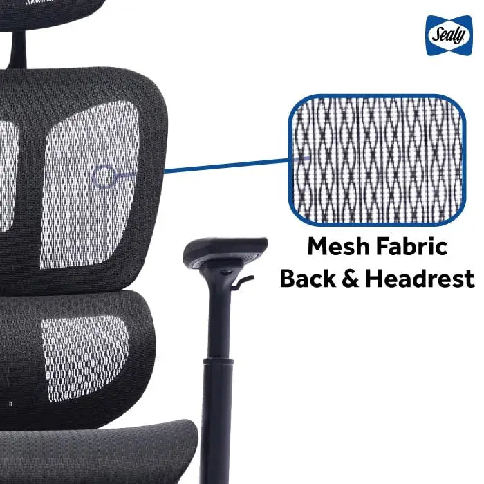 Fauteuil de bureau ergonomique en maille à dossier haut avec appui-tête et accoudoirs réglables