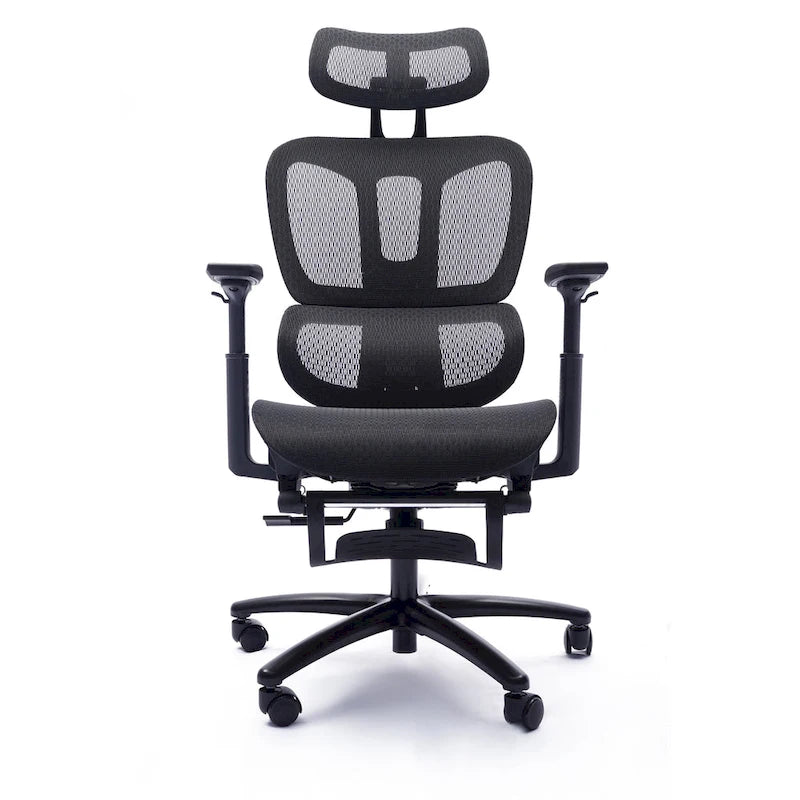 Fauteuil de bureau ergonomique en maille à dossier haut avec appui-tête et accoudoirs réglables