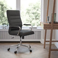 Fauteuil de bureau de direction pivotant en cuir synthétique à dossier haut avec piétement chromé