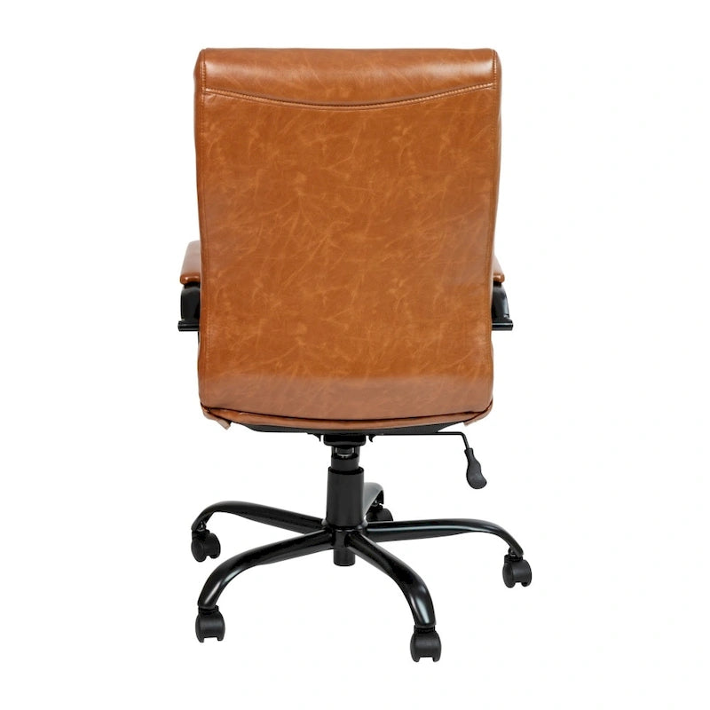 Fauteuil de bureau de direction pivotant en cuir synthétique à dossier haut avec piétement chromé