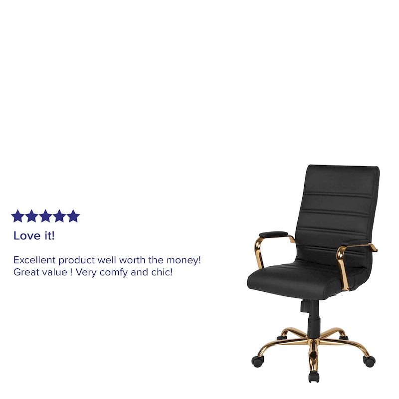 Fauteuil de bureau de direction pivotant en cuir synthétique à dossier haut avec piétement chromé