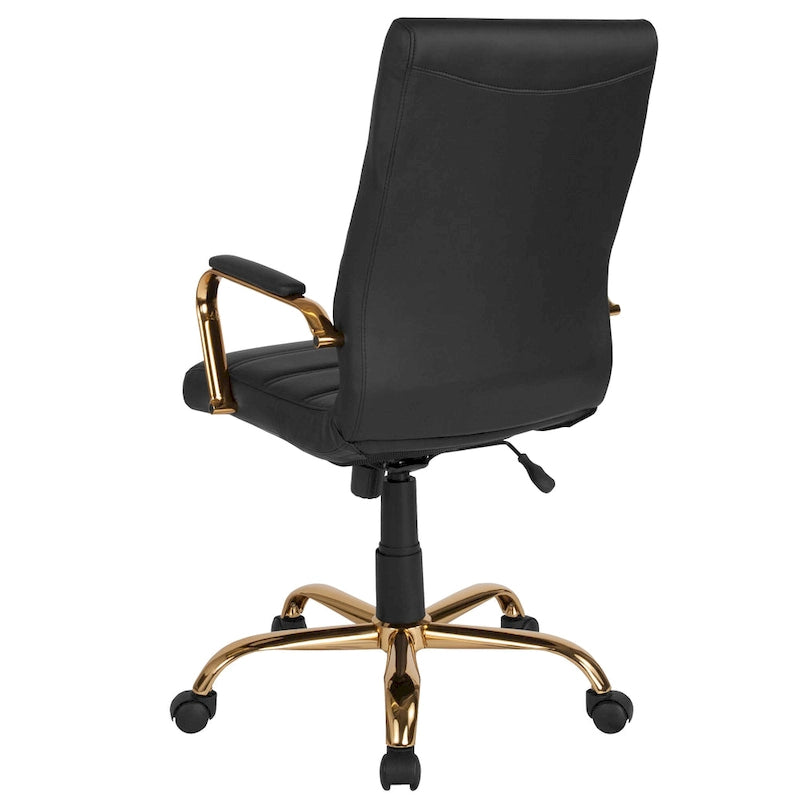 Fauteuil de bureau de direction pivotant en cuir synthétique à dossier haut avec piétement chromé