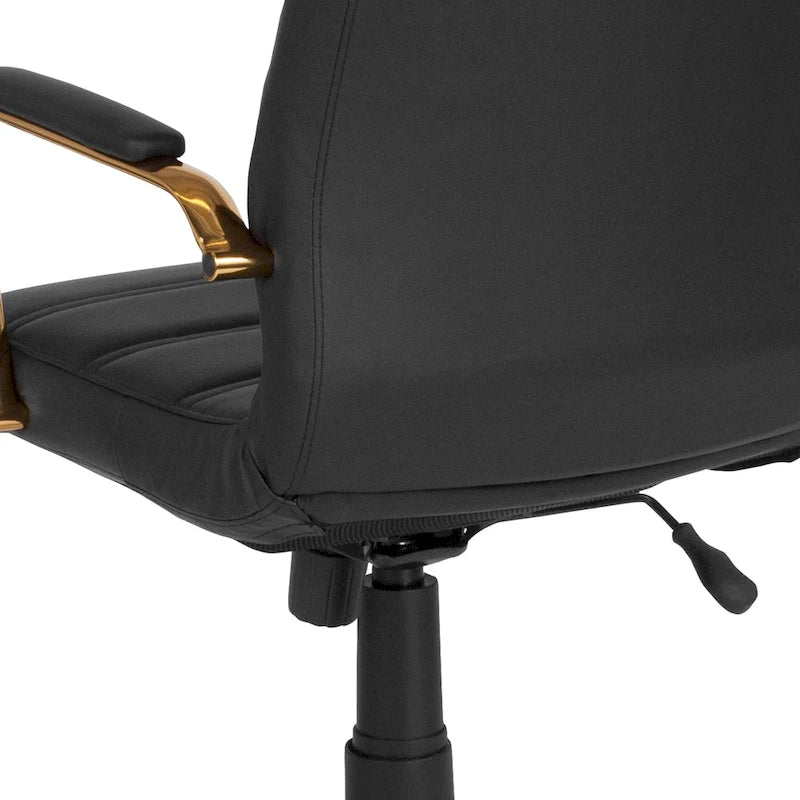 Fauteuil de bureau de direction pivotant en cuir synthétique à dossier haut avec piétement chromé