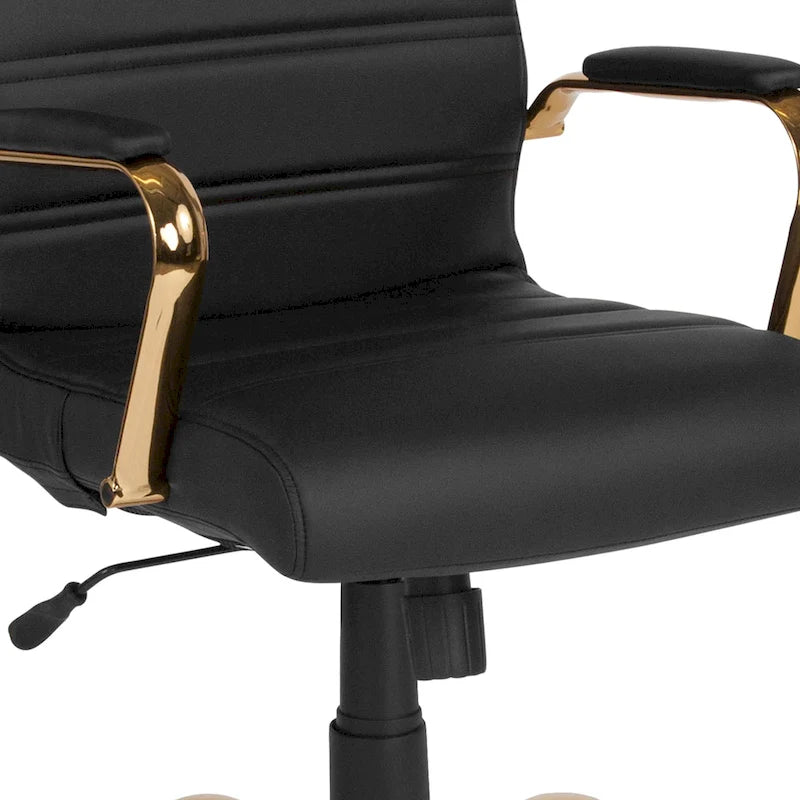 Fauteuil de bureau de direction pivotant en cuir synthétique à dossier haut avec piétement chromé