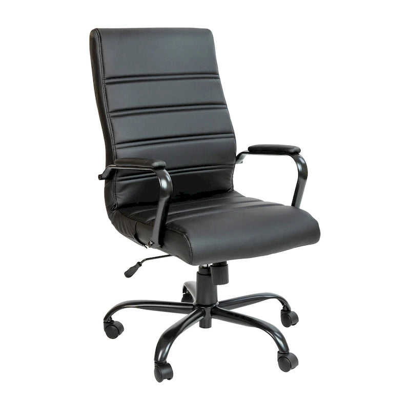Fauteuil de bureau de direction pivotant en cuir synthétique à dossier haut avec piétement chromé