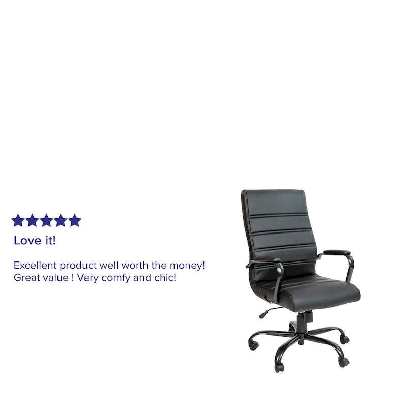 Fauteuil de bureau de direction pivotant en cuir synthétique à dossier haut avec piétement chromé
