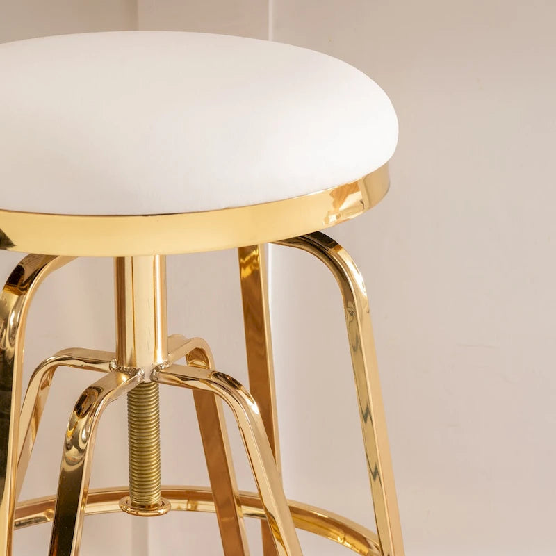 Tabouret sans dossier réglable en métal et similicuir