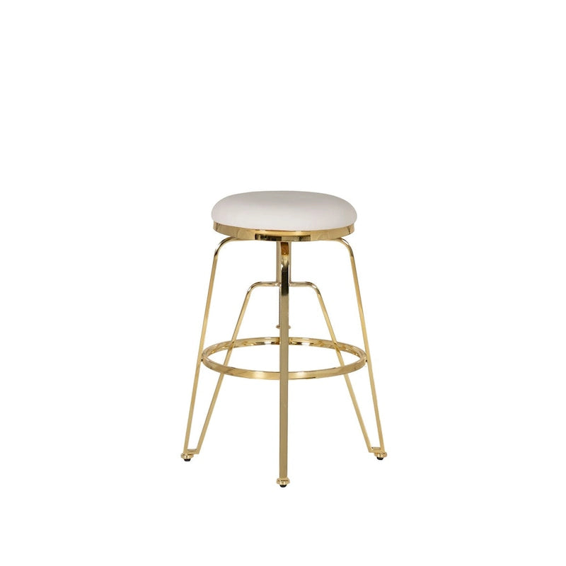 Tabouret sans dossier réglable en métal et similicuir