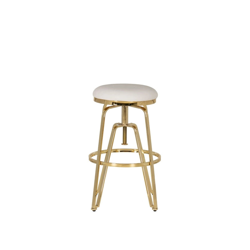 Tabouret sans dossier réglable en métal et similicuir