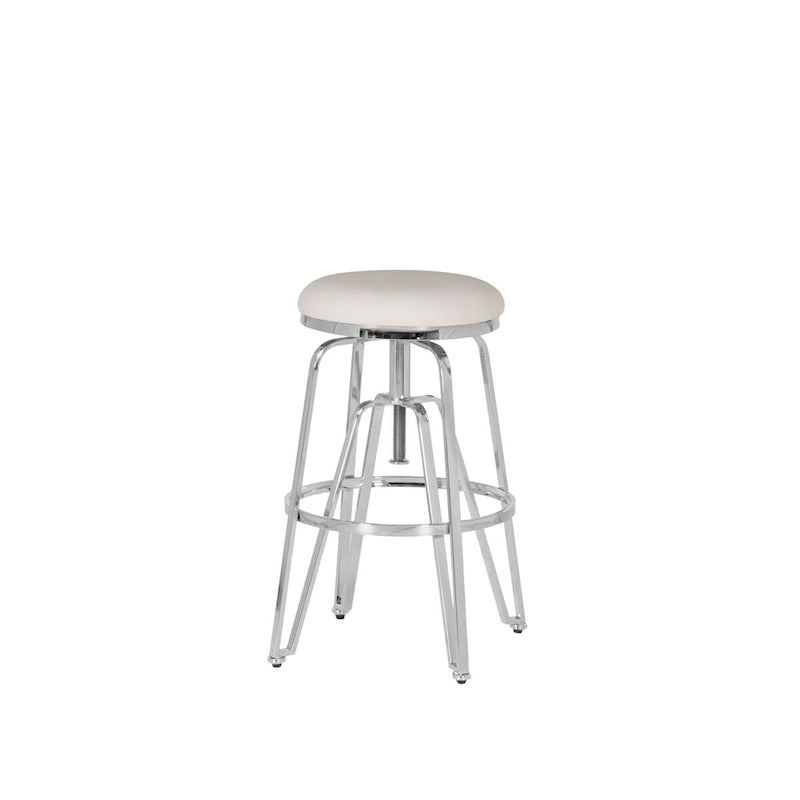 Tabouret sans dossier réglable en métal et similicuir